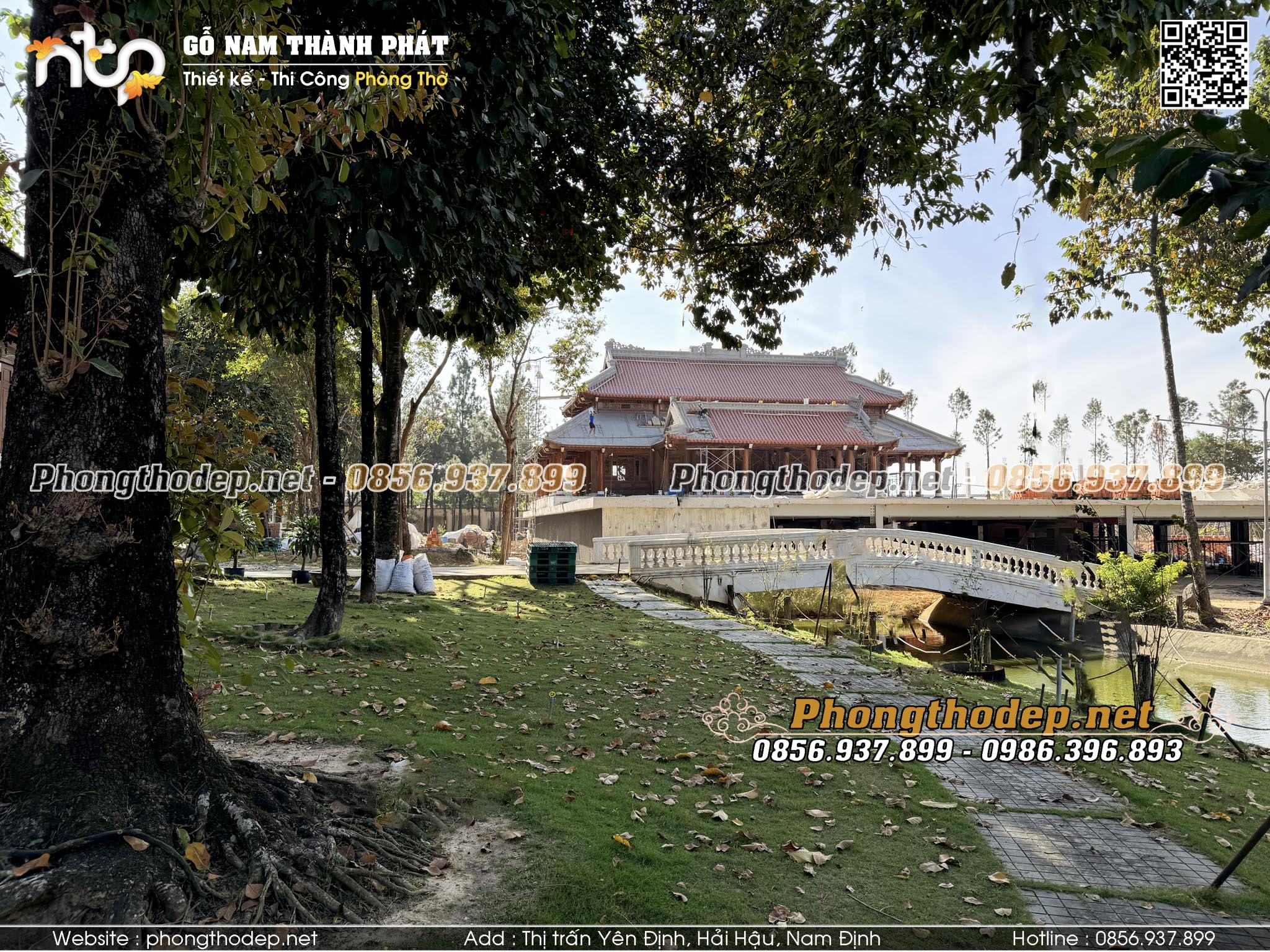 Cảnh quan khuôn viên nhà gỗ 5 gian trên tầng 2